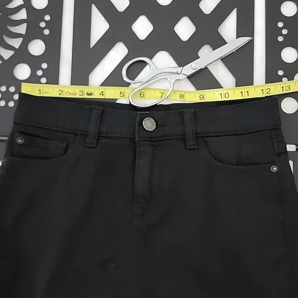 DL1961 Girls Denim‎ Jenny Mini Skirt in Black Jet Set Raw Hem 12